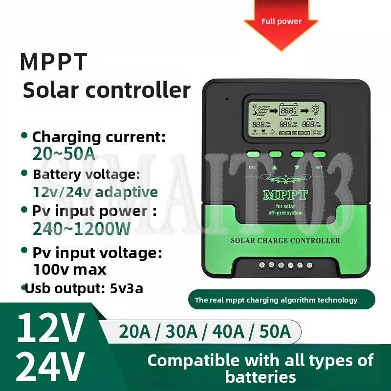 Charge Controller Solar - Pengontrol Pengisian Daya Surya MPPT 12V/24V