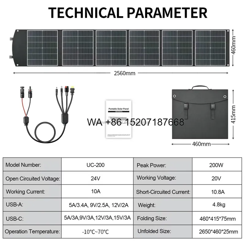 Wmwmnu 200W Panel Surya Lipat  - Solar Panel 200W ulasan dan harga